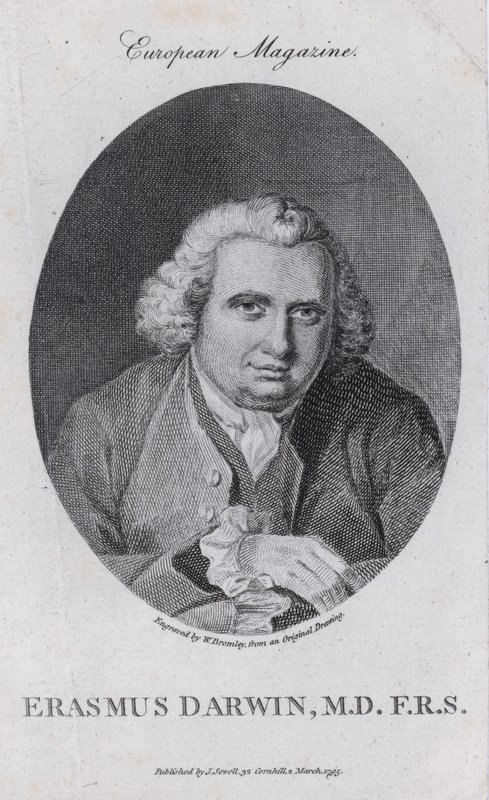 Erasmus Darwin, engelsk läkare, naturfilosof, poet och förkämpe för avskaffandet av slavhandeln (gravyr) av William III (after) Bromley