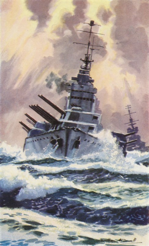 British Capital Ship (färg litho) av William John Patton McDowell