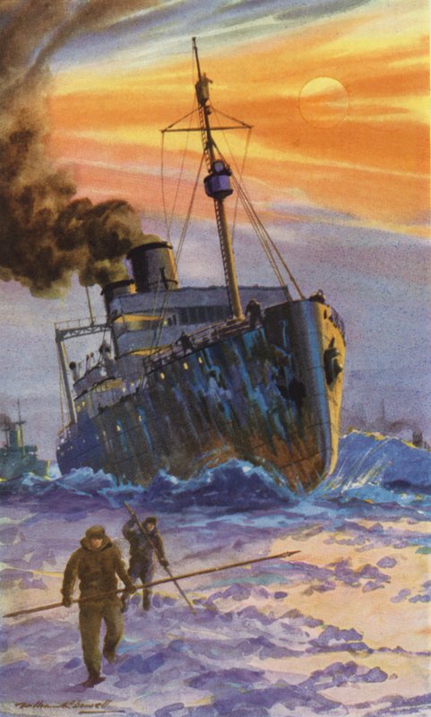 Rysk isbrytare på jobbet (färg litho) av William John Patton McDowell