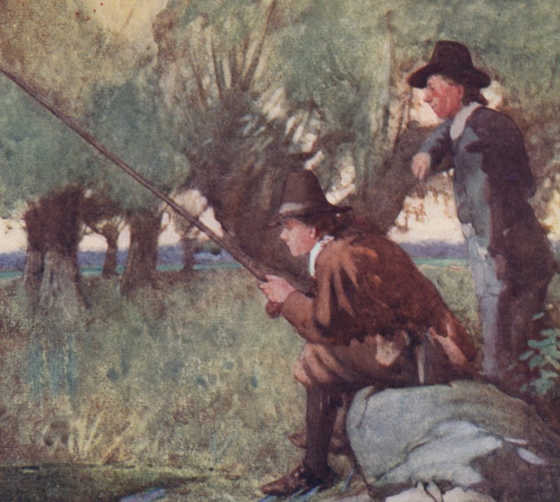 Illustration för The Compleat Angler av Izaak Walton (färg litho) av William Lee Hankey