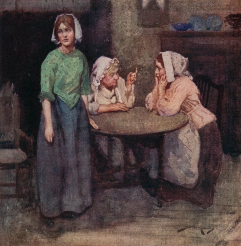 Illustration för The Deserted Village av Oliver Goldsmith (litho i färg) av William Lee Hankey