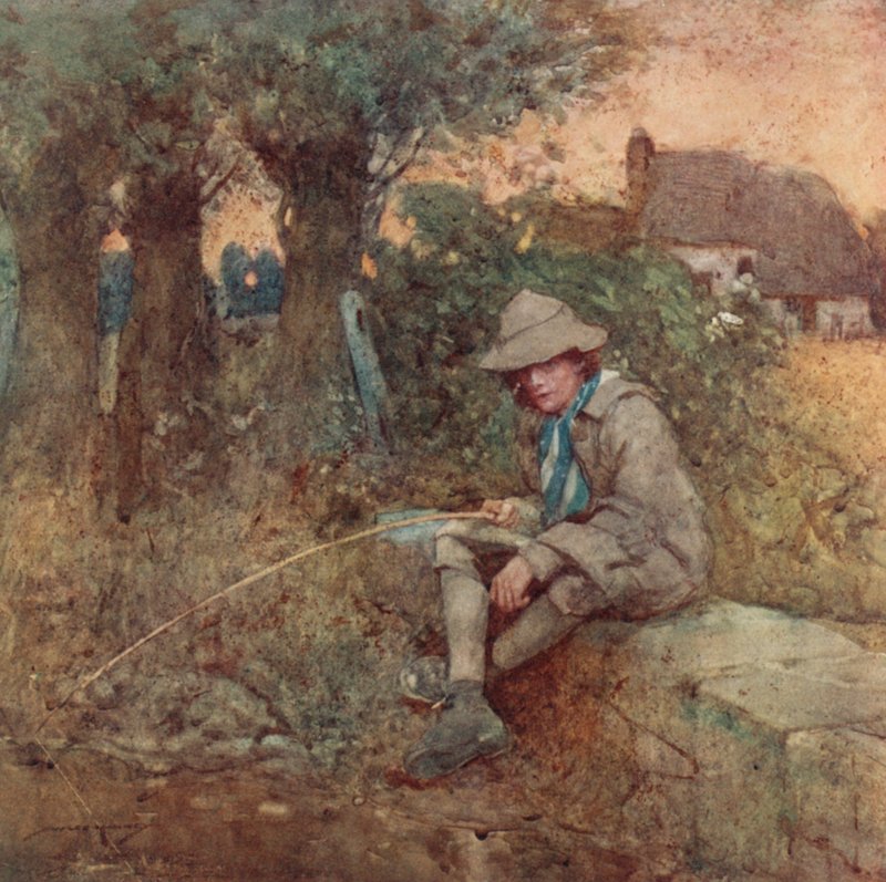 Illustration för The Deserted Village av Oliver Goldsmith (färg litho) av William Lee Hankey