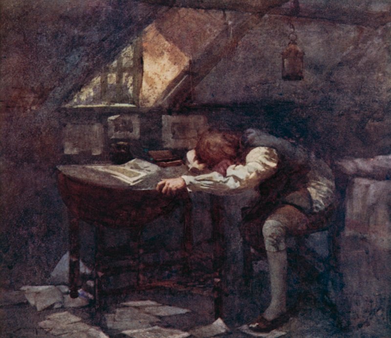 Illustration för The Deserted Village av Oliver Goldsmith (färg litho) av William Lee Hankey