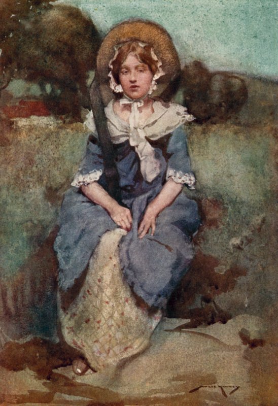 Illustration för The Deserted Village av Oliver Goldsmith (färg litho) av William Lee Hankey