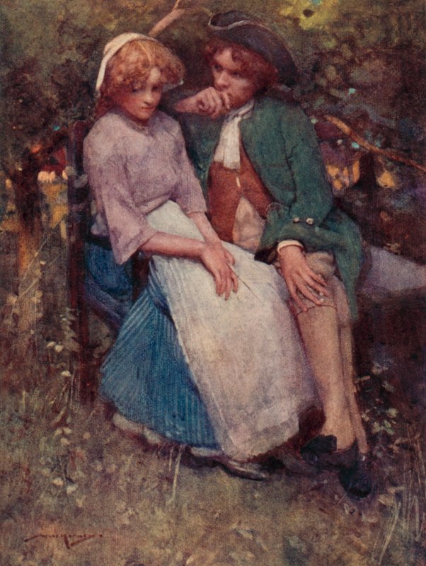 Illustration för The Deserted Village av Oliver Goldsmith (färg litho) av William Lee Hankey