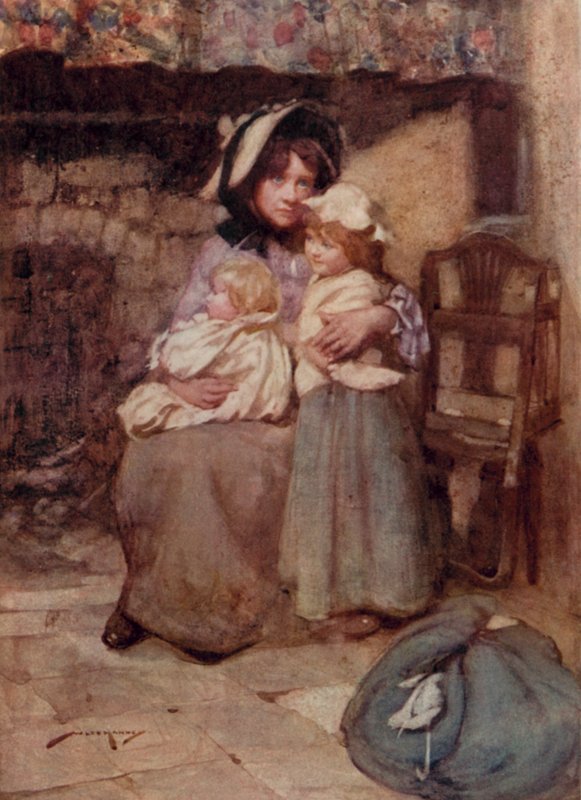Illustration för The Deserted Village av Oliver Goldsmith (litho i färg) av William Lee Hankey