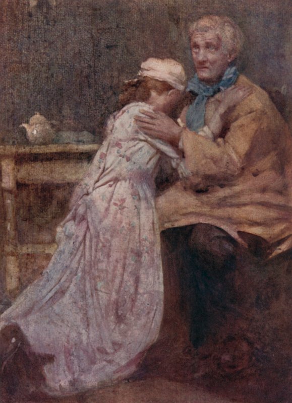 Illustration för The Deserted Village av Oliver Goldsmith (färg litho) av William Lee Hankey