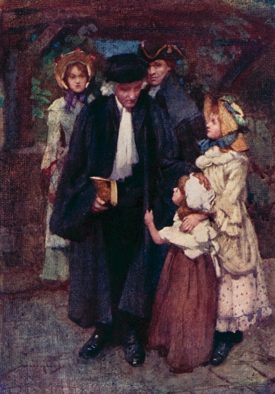 Illustration för The Deserted Village av Oliver Goldsmith (färg litho) av William Lee Hankey