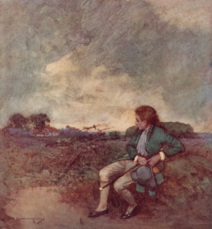Illustration för The Deserted Village av Oliver Goldsmith (färg litho) av William Lee Hankey