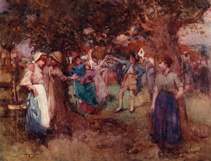 Illustration för The Deserted Village av Oliver Goldsmith (litho i färg) av William Lee Hankey