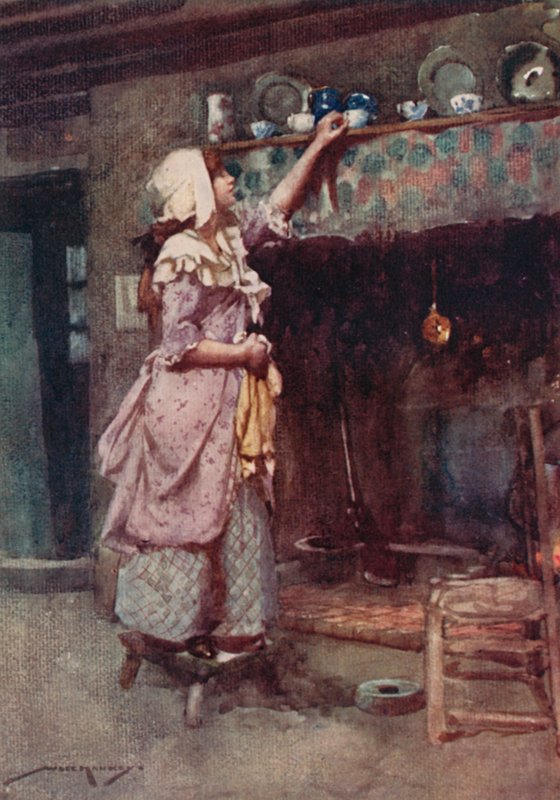 Illustration för The Deserted Village av Oliver Goldsmith (litho i färg) av William Lee Hankey