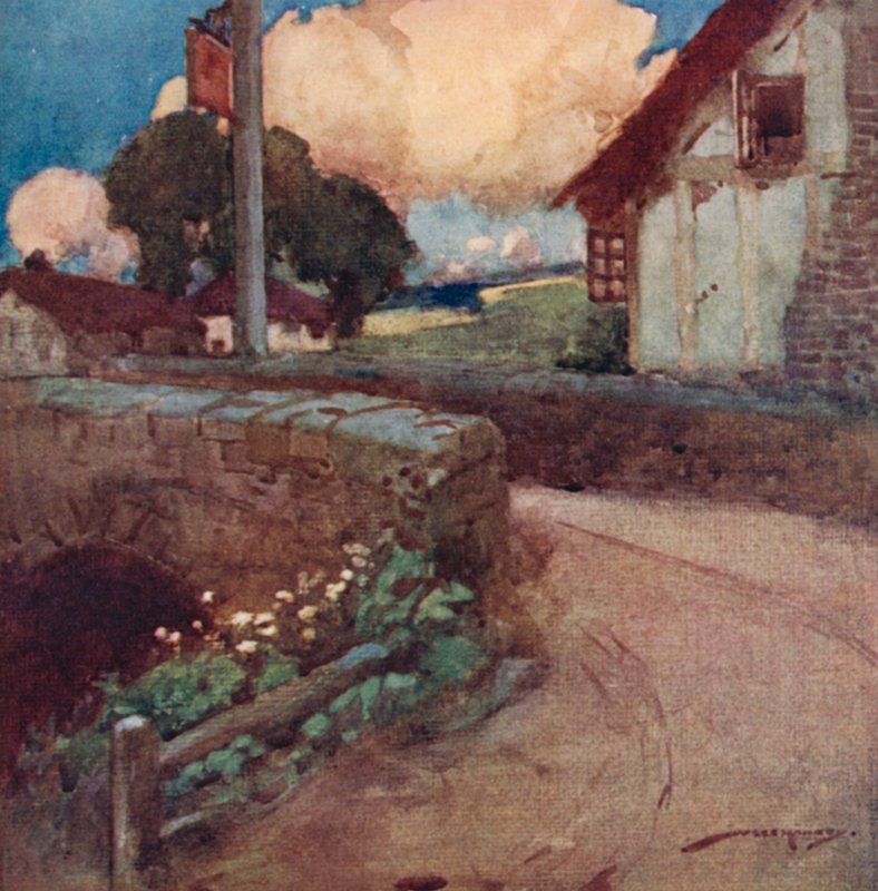 Illustration för The Deserted Village av Oliver Goldsmith (litho i färg) av William Lee Hankey