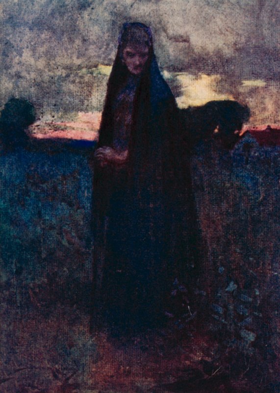 Illustration för The Deserted Village av Oliver Goldsmith (färg litho) av William Lee Hankey