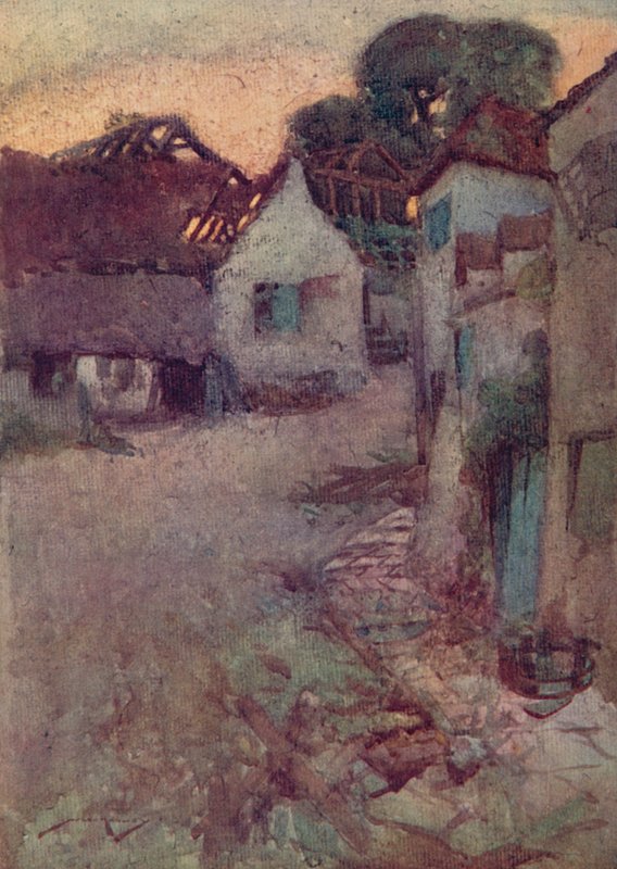 Illustration för The Deserted Village av Oliver Goldsmith (färg litho) av William Lee Hankey