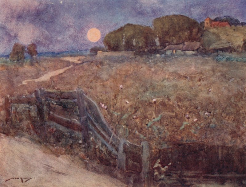 Illustration för The Deserted Village av Oliver Goldsmith (färg litho) av William Lee Hankey
