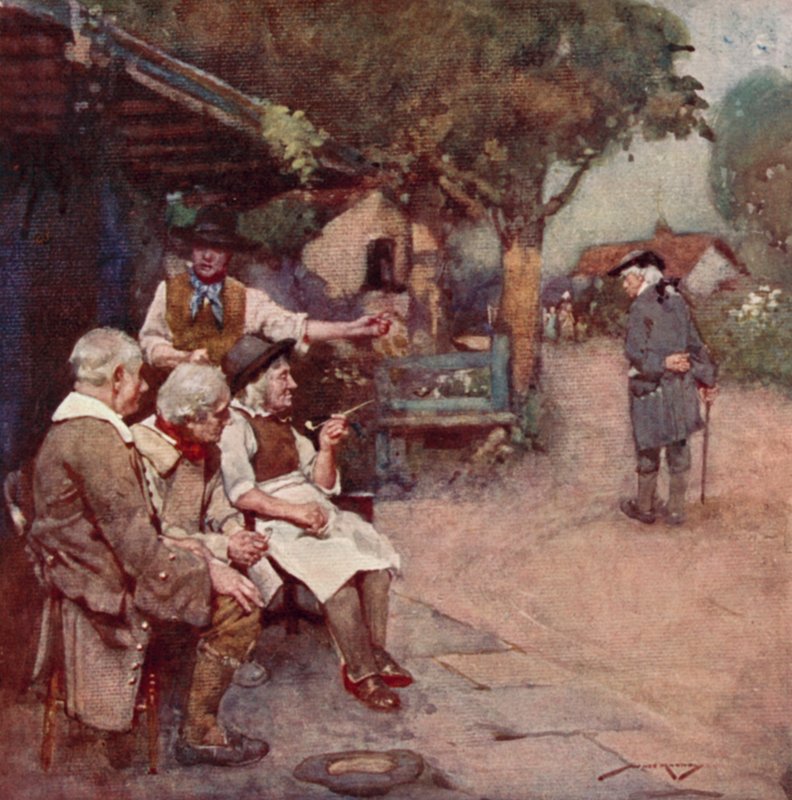 Illustration för The Deserted Village av Oliver Goldsmith (färg litho) av William Lee Hankey