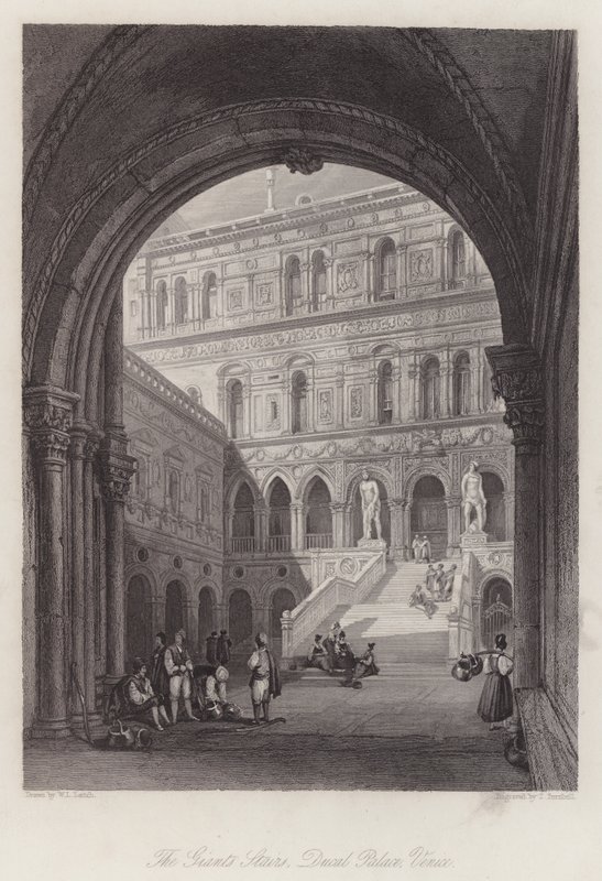 Jättarnas trappor, Ducal Palace, Venedig (gravyr) av William Leighton Leitch