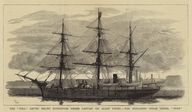 Eira Arctic Relief Expedition under kapten Sir Allen Young, Exploring Steam Vessel Hope av William Lionel Wyllie