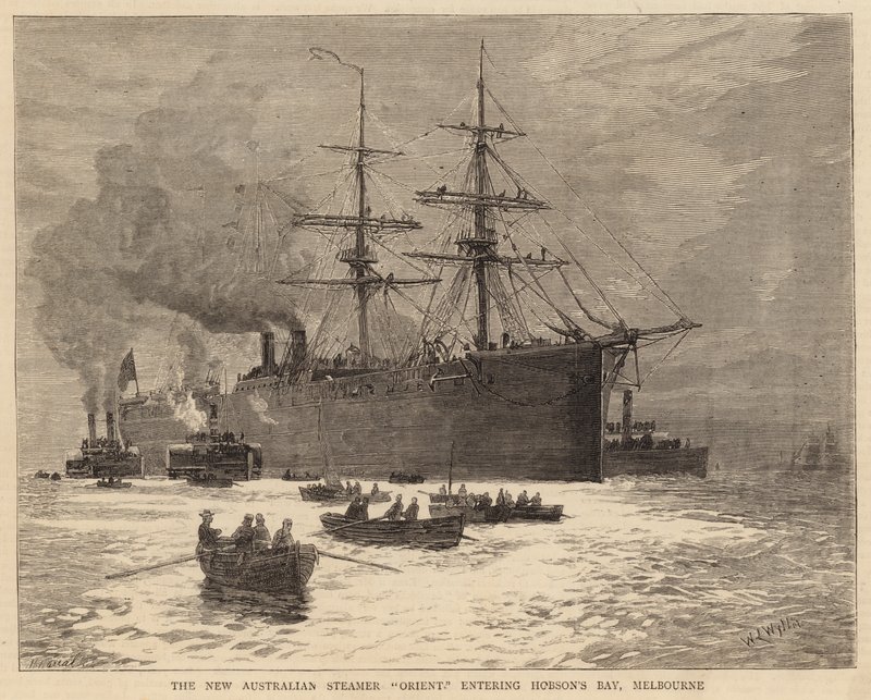 New Australian Steamer Orient går in i Hobson