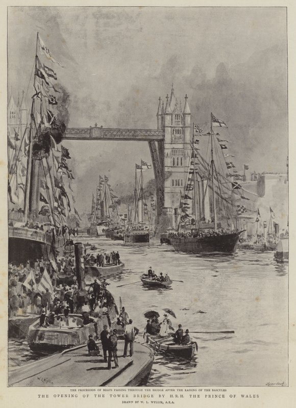 Öppnandet av Tower Bridge av HKH prinsen av Wales av William Lionel Wyllie