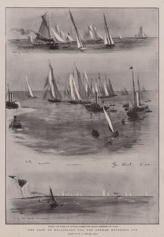 Race to Helgoland för den tyska kejsarcupen av William Lionel Wyllie