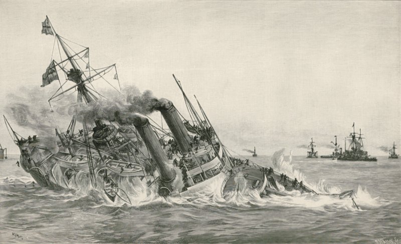 H. M. S. Victorias förlisning efter kollision med H. M. S. Camperdown av William Lionel Wyllie