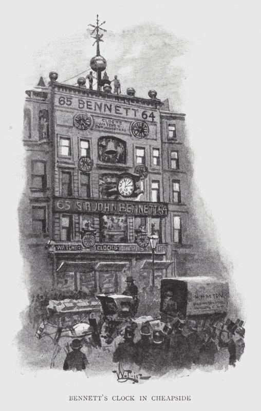 Bennetts klocka i Cheapside (litho) av William Luker
