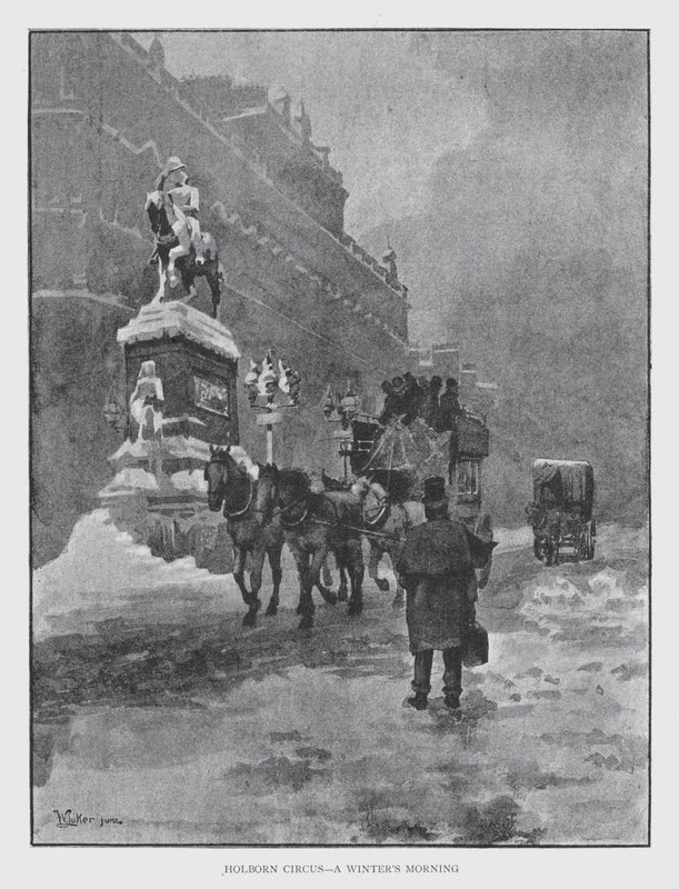 Holborn Circus, en vintermorgon (litho) av William Luker