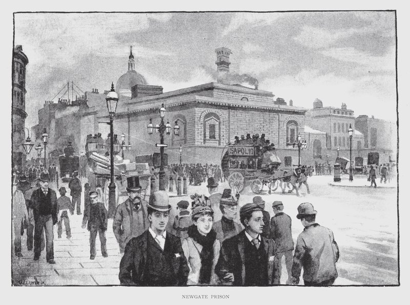 Newgate Prison (litho) av William Luker