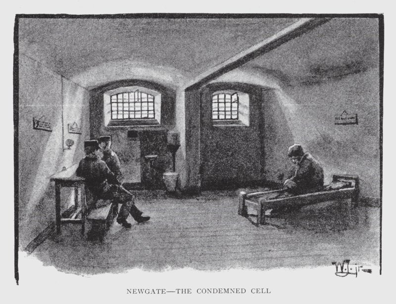 Newgate, den fördömda cellen (litho) av William Luker