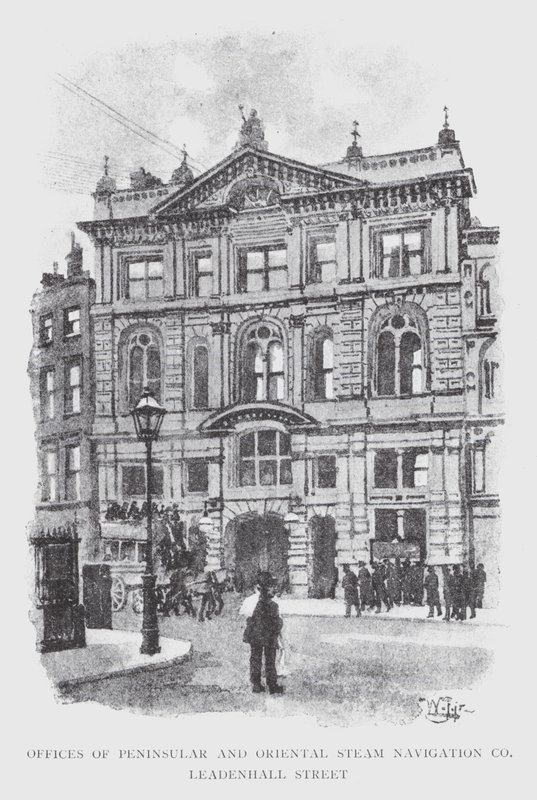 Kontor för Peninsular and Oriental Steam Navigation Co, Leadenhall Street (litho) av William Luker