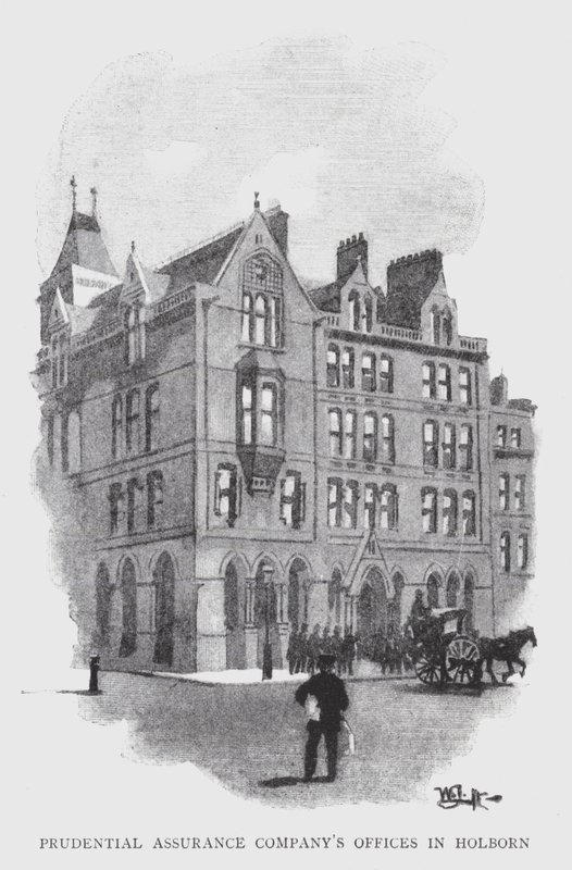 Prudential Assurance Companys kontor i Holborn (litho) av William Luker