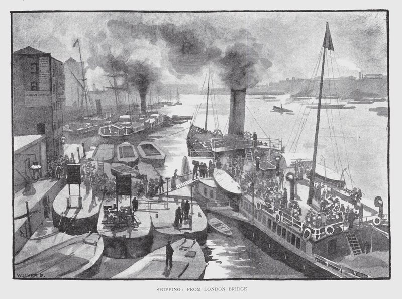 Frakt, från London Bridge (litho) av William Luker