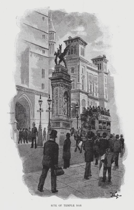 Platsen för Temple Bar (litho) av William Luker