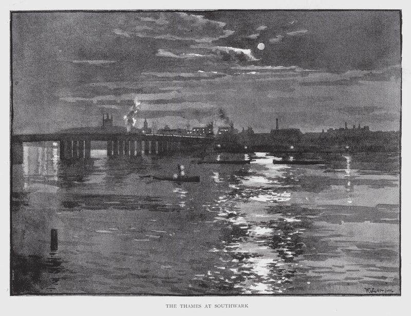 Themsen vid Southwark (litho) av William Luker