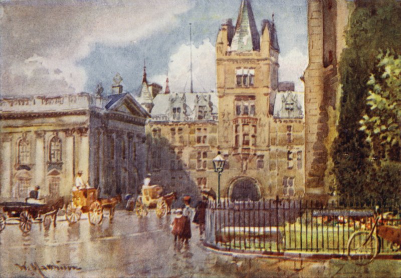 Caius College och Senathuset från St Marys Passage av William Matthison
