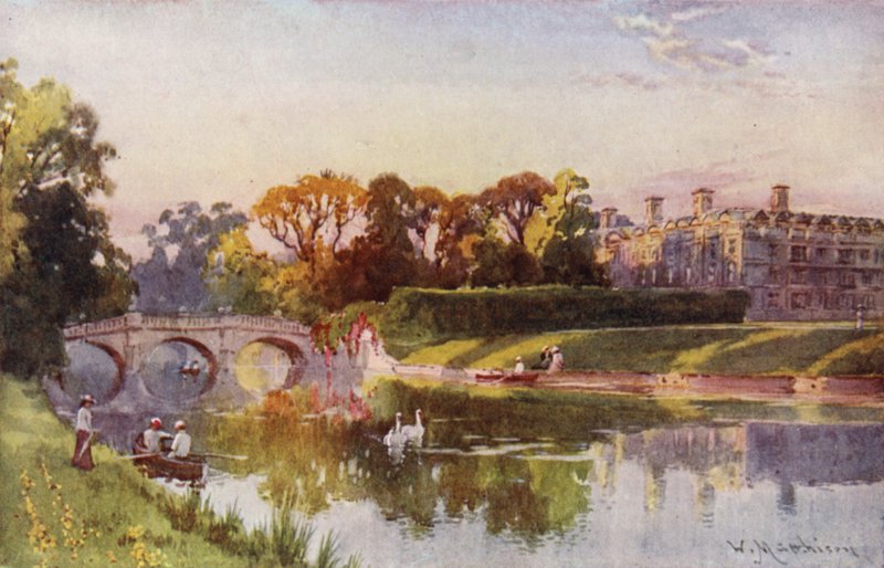 Clare College och Bridge from the Cam, höstkväll av William Matthison