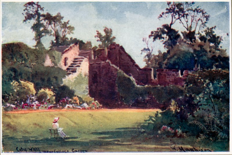 Oxfords stadsmur, New College Garden av William Matthison
