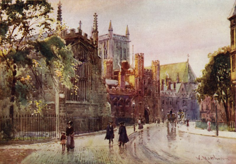 St Johns College Gateway och Tower från Trinity Street av William Matthison