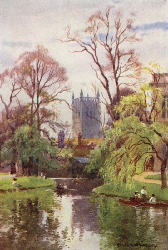 Tower of St Johns College Chapel från floden av William Matthison