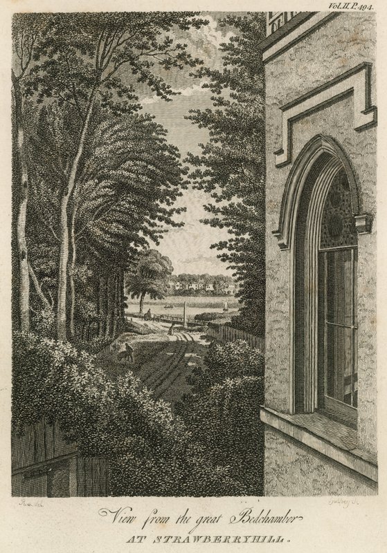 Utsikt från den stora sängkammaren på Strawberry Hill, London av William Pars