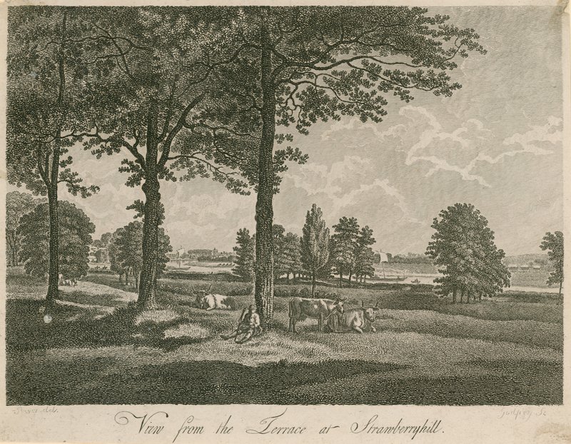 Utsikt från terrassen på Strawberry Hill, London av William Pars