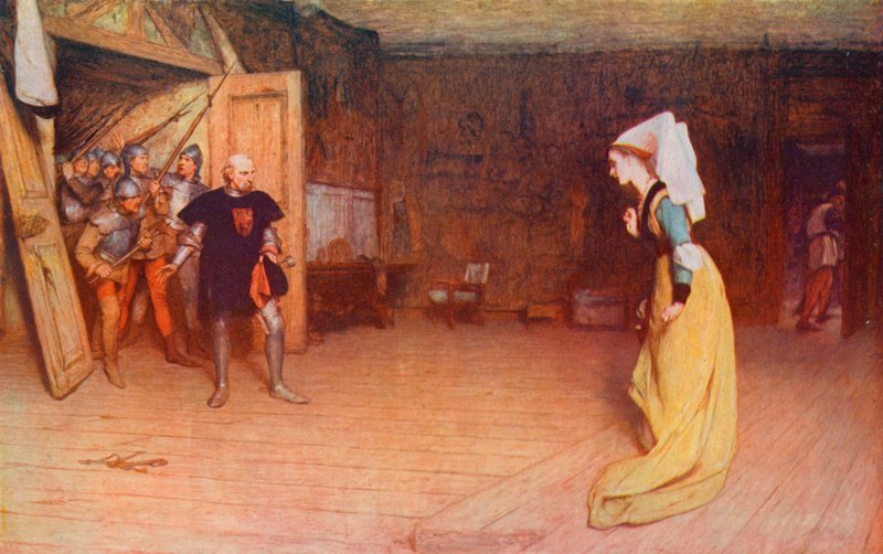 Shakespeare: Talbot och grevinnan av Auvergne, kung Henrik VI, del I, akt II, scen 3 (färg litho) av William Quiller (after) Orchardson