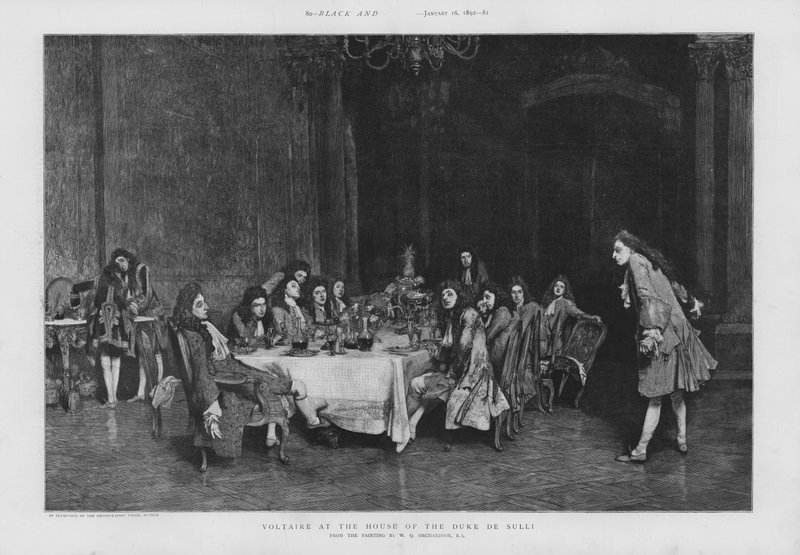 Voltaire i hertigen av Sullis hus (litho) av William Quiller (after) Orchardson