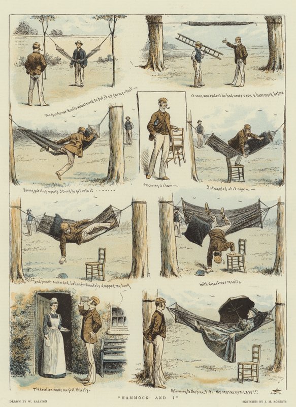 Hängmatta och jag (chromolitho) av William Ralston