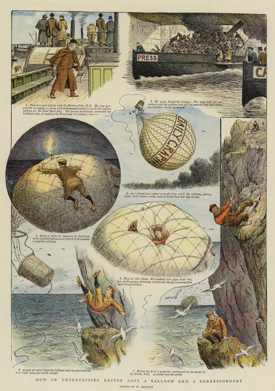 Hur en företagsam redaktör förlorade en ballong och en korrespondent (chromolitho) av William Ralston