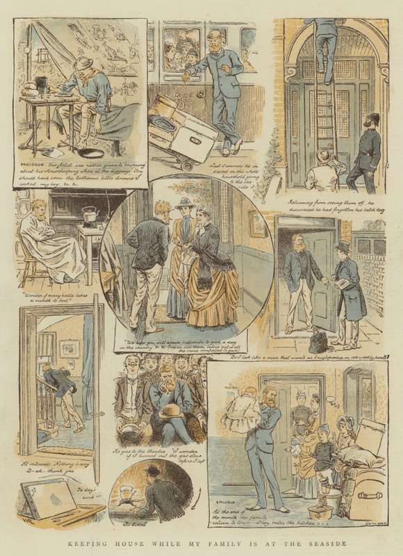 Hushållning medan familjen är vid havet (chromolitho) av William Ralston