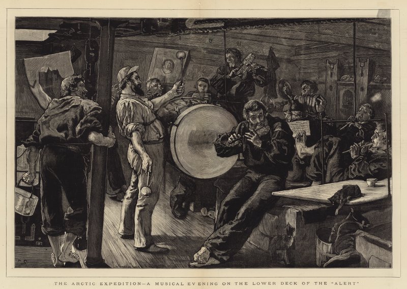 The Arctic Expedition, en musikalisk kväll på nedre däck av Alert av William Small