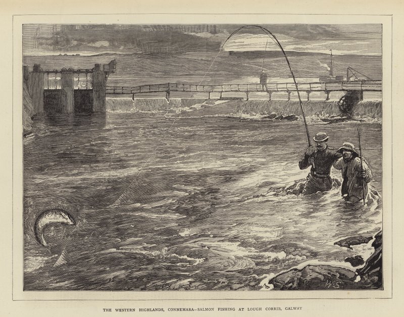 Det västra höglandet, Connemara, laxfiske vid Lough Corrib, Galway av William Small