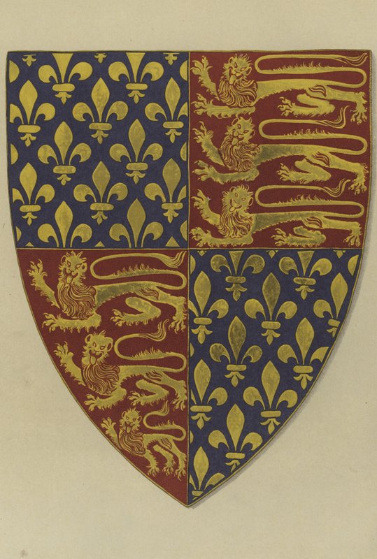 Vapen av kung Edward III, från hans grav i Westminster Abbey Church (chromolitho) av William St John Hope